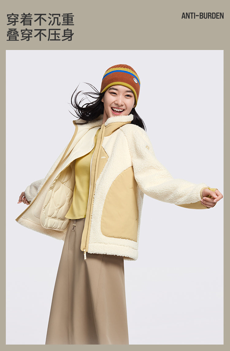 蕉下女士防风羊羔绒外套常规款中暖款PO89024保暖百搭外套女款