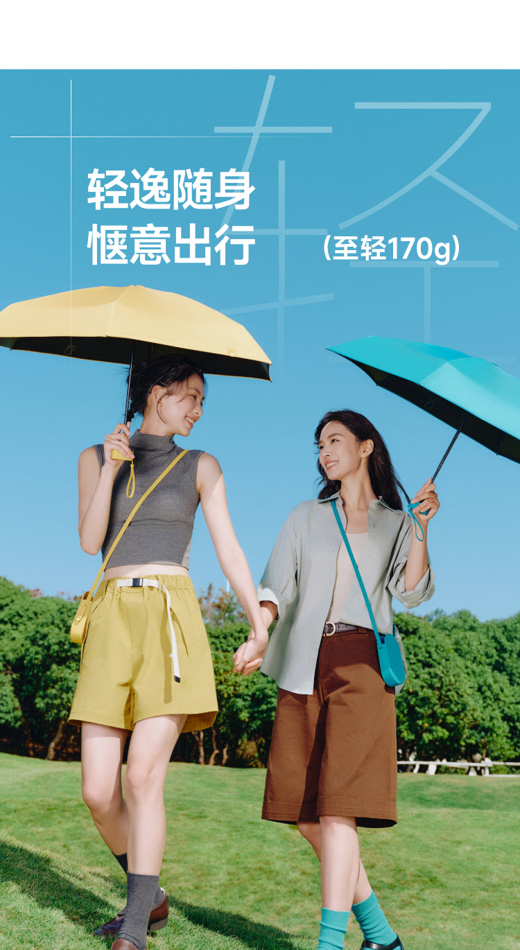 【轻薄六折伞】黑胶防晒遮阳伞卡片伞晴雨两用小巧便携易折叠