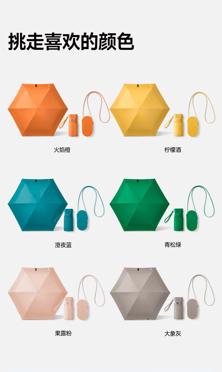 【轻薄六折伞】黑胶防晒遮阳伞卡片伞晴雨两用小巧便携易折叠